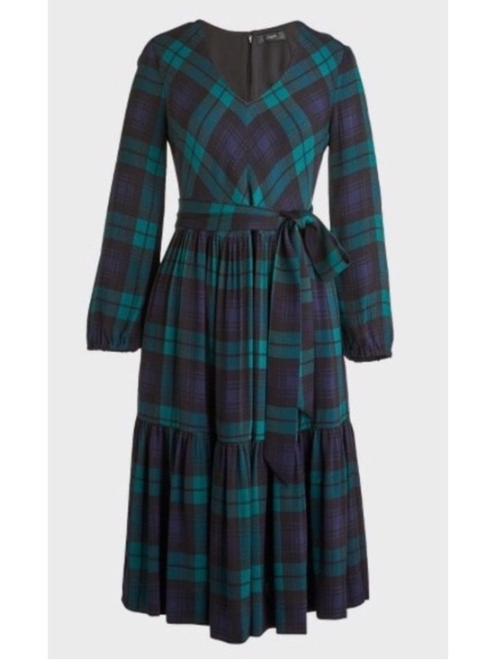 J. Crew Dresses & Skirts - J. Crew Women's Drapey Long-Sleeve Dress Black Watch Plaid Size 10
